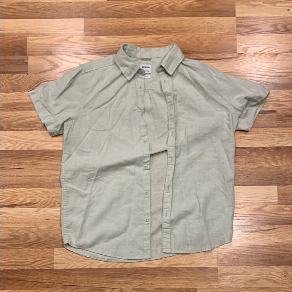 Prana Green Casual Button Down Shirt with Short Sleeves